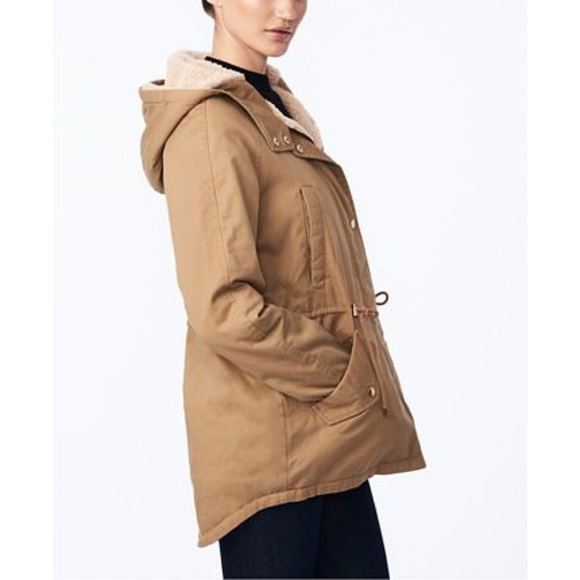 Tan Fleece Anorak Hood Lined Coat - Picture 2 of 11